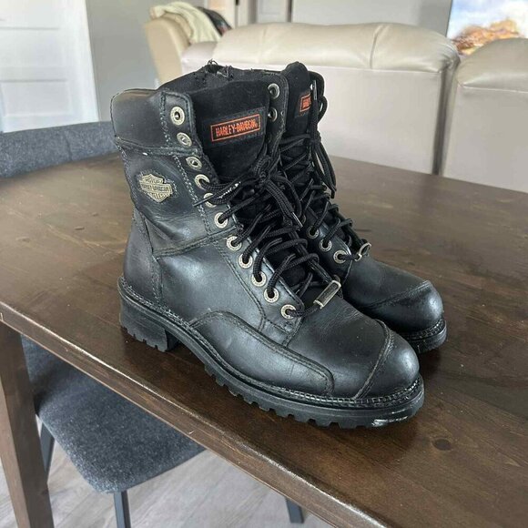 Harley-Davidson Other - Harley-Davidson Men’s Black Leather Lace-Up Boots • US 8